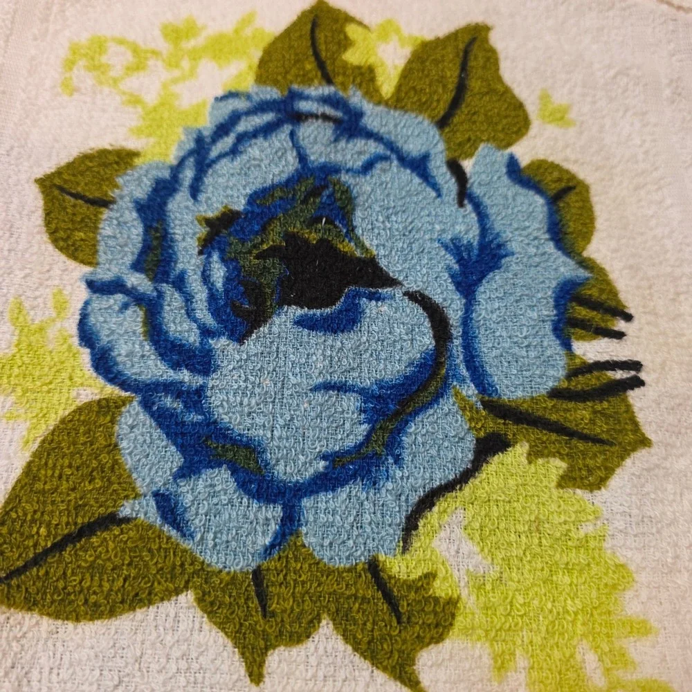Cannon Washcloth Unisex OS White Blue Rose Floral Vintage 10pc Lot Trophy Cotton